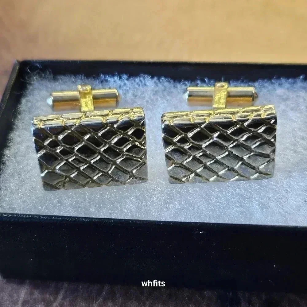 Christian Dior "Croc Leather" Gold Tone Cufflinks